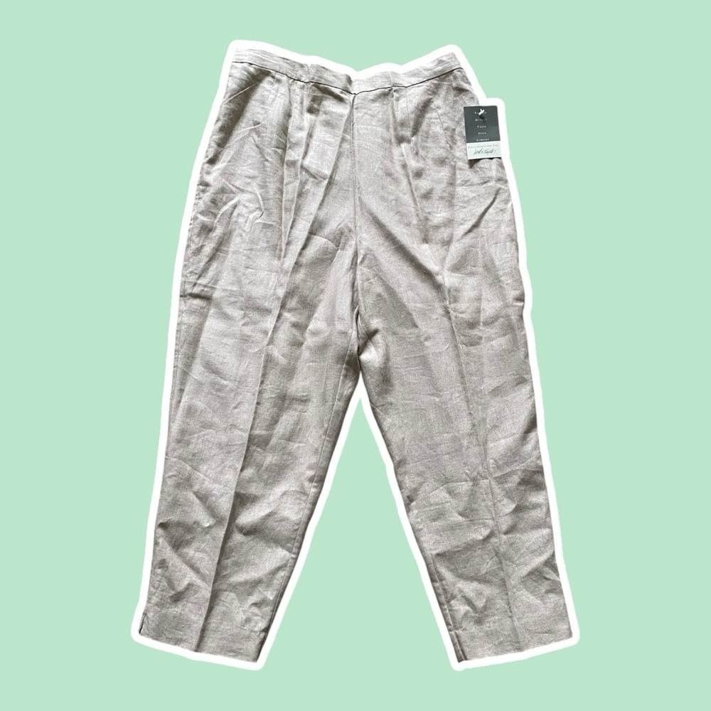 NWT ~ VTG ~ 1990s ~ Lord & Taylor ~ Khaki Linen Pants ~ Straight Leg ~ Size L